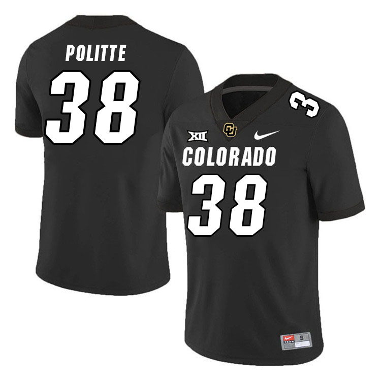 Colorado Buffaloes #38 Jacob Politte Big 12 Conference College Football Jerseys Stitched Sale-Black